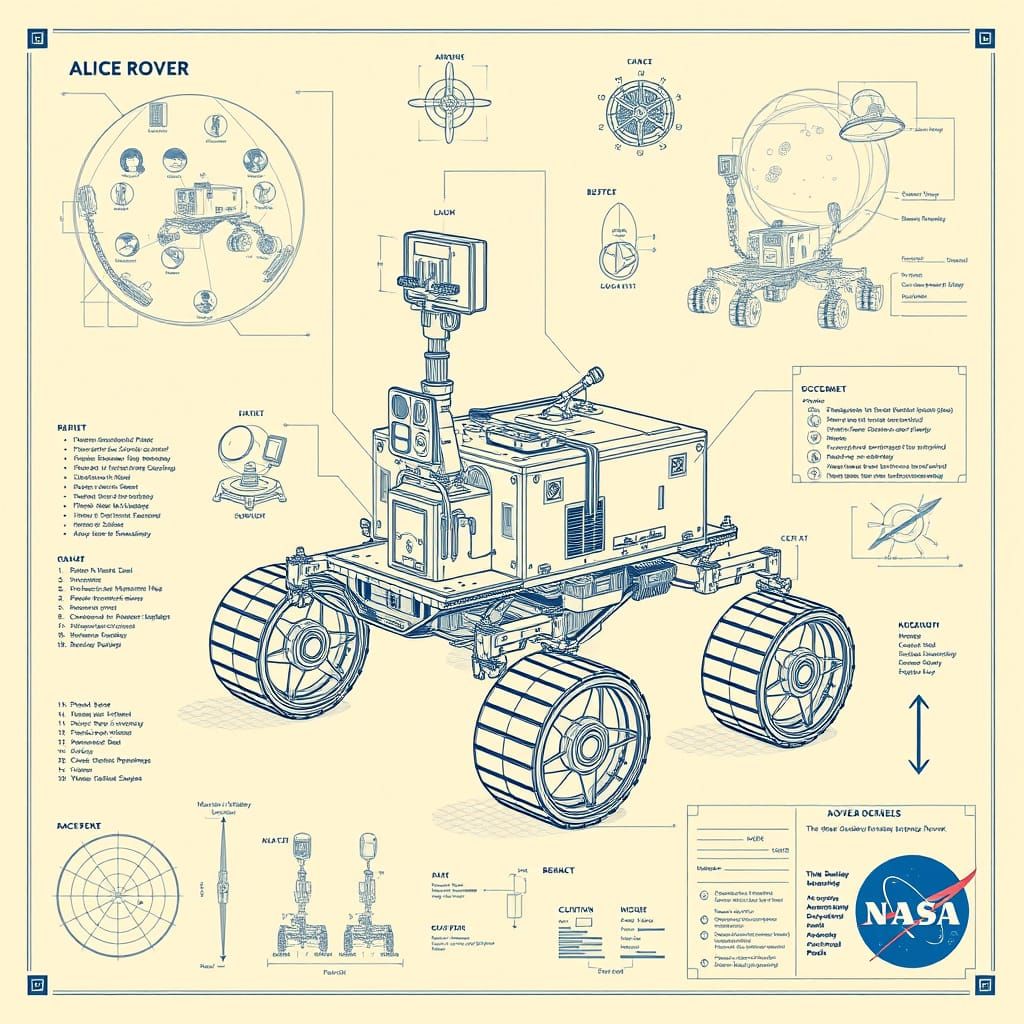 NASA. Schematic and Blueprint of Moon Rover.