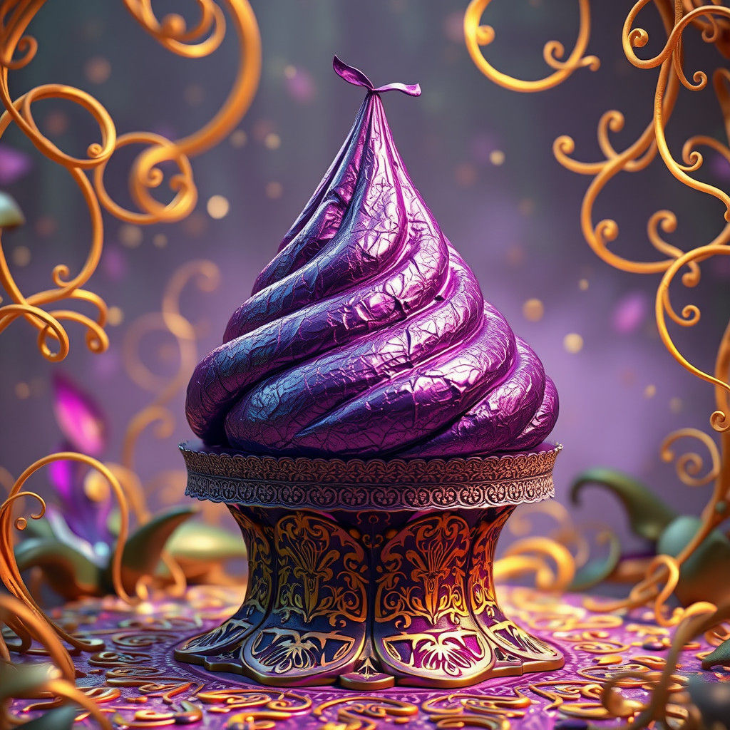 Iridescent Purple Feces on Filigree Pedestal