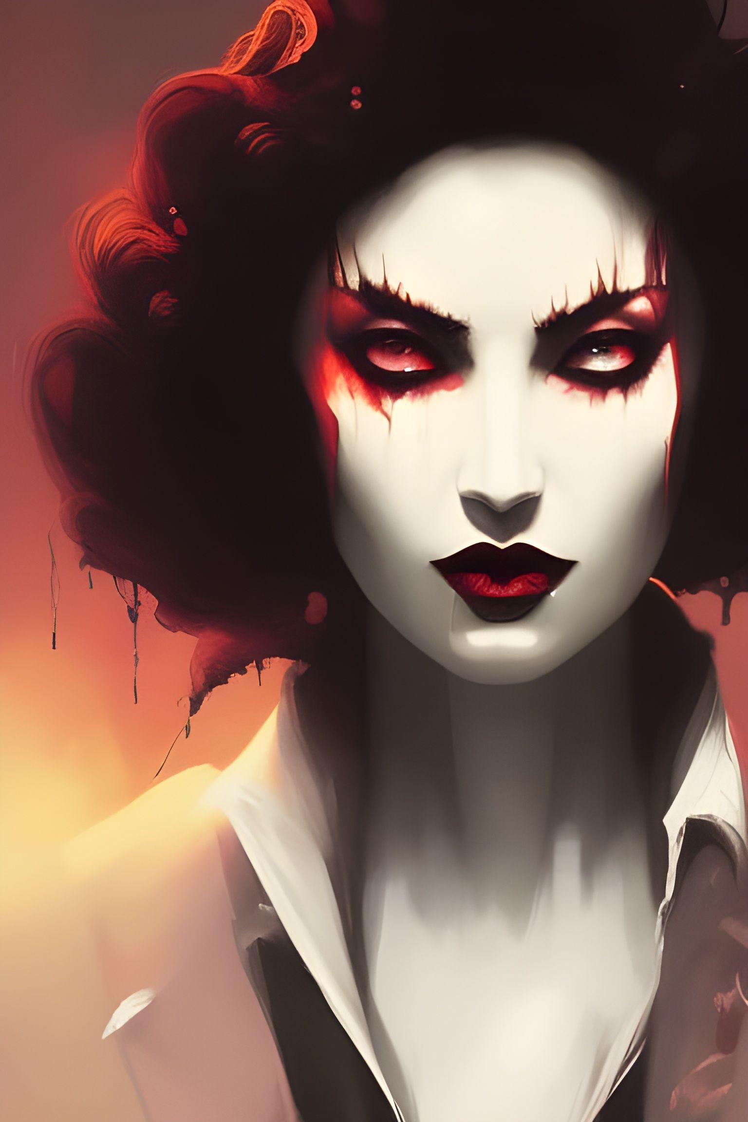 Sinister Vampire Portrait in Dark Horror Style
