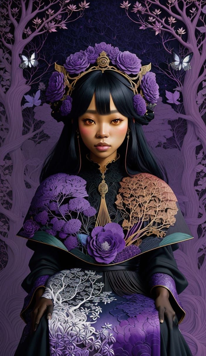 Fairytale Black Woman in Surreal Leaf Chair