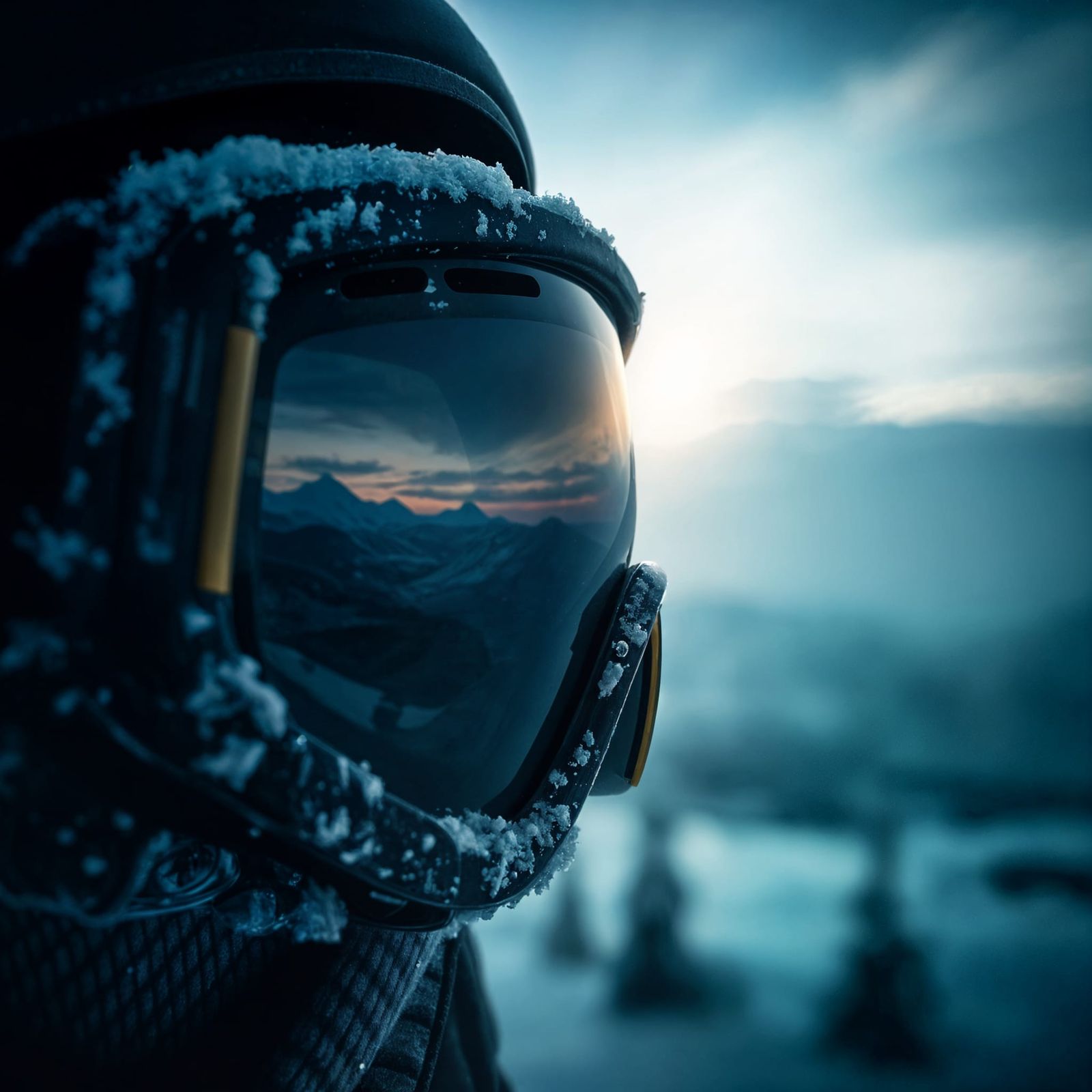 Reflective Ski Goggles Mountain Portrait