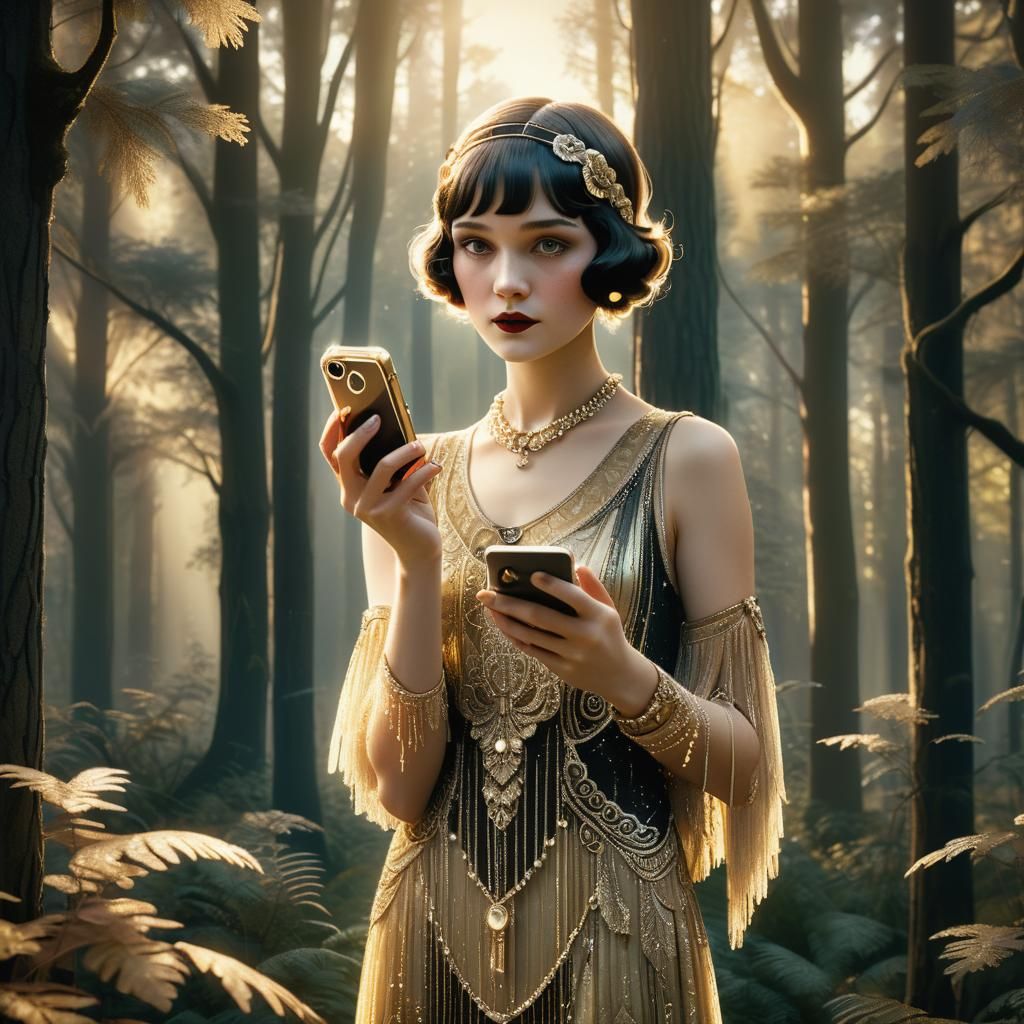 Art Deco Fantasy iPhone Advertisement in Golden Hour