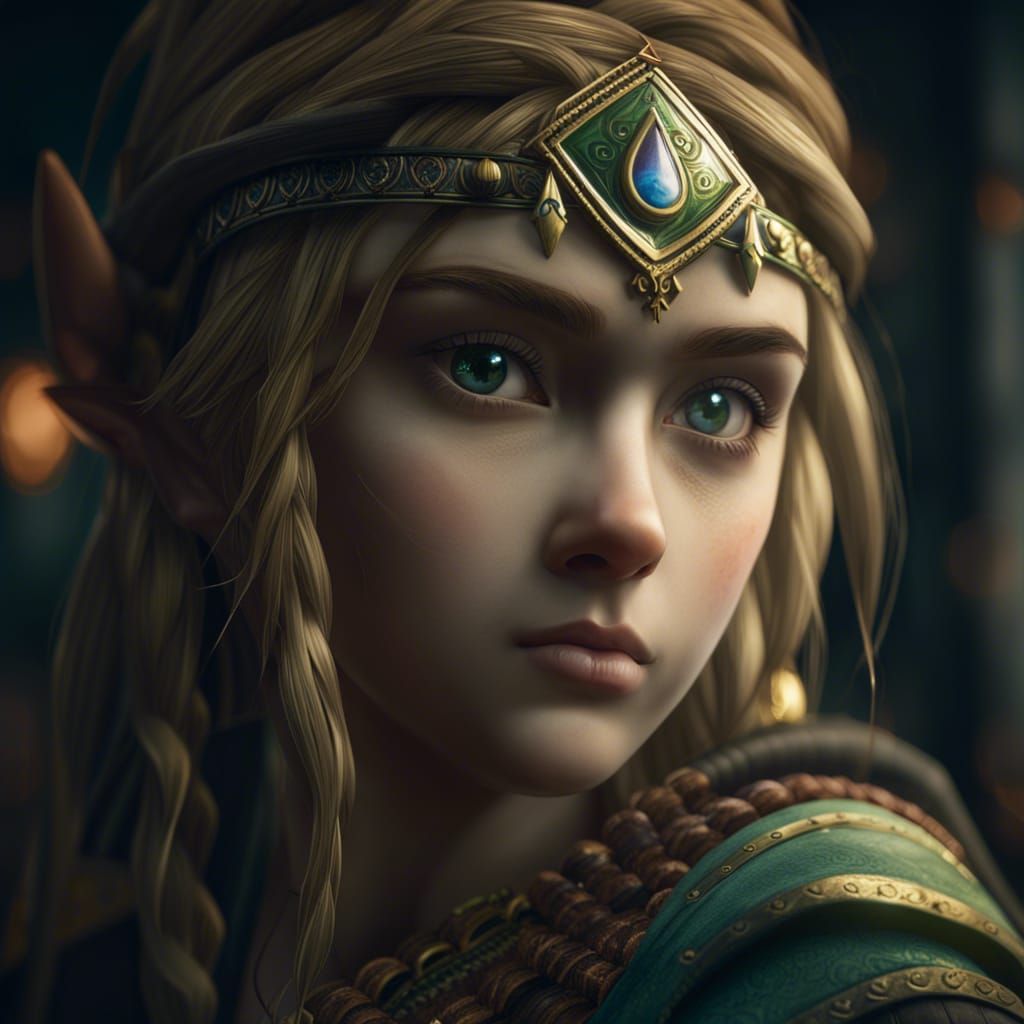 Hyperrealistic Zelda Portrait in Cinematic Style