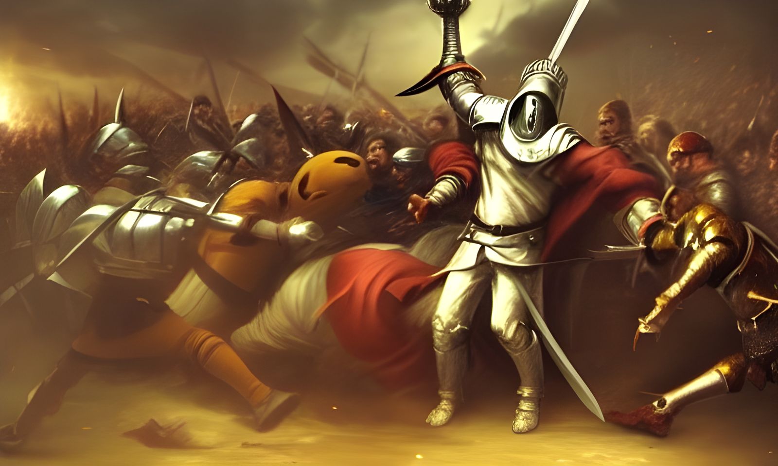 Templar Knight Battles Animal Horde