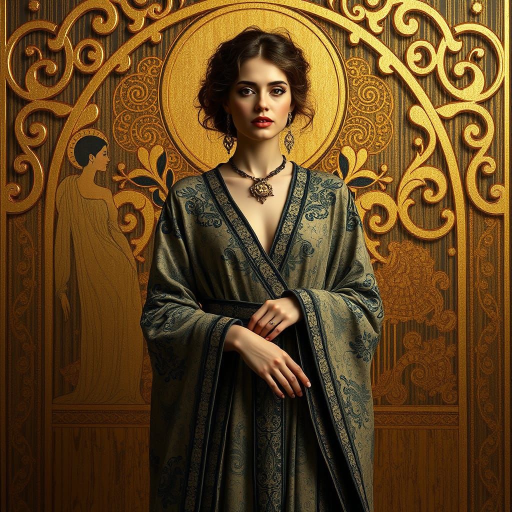 Elegant Woman in Art Nouveau Style