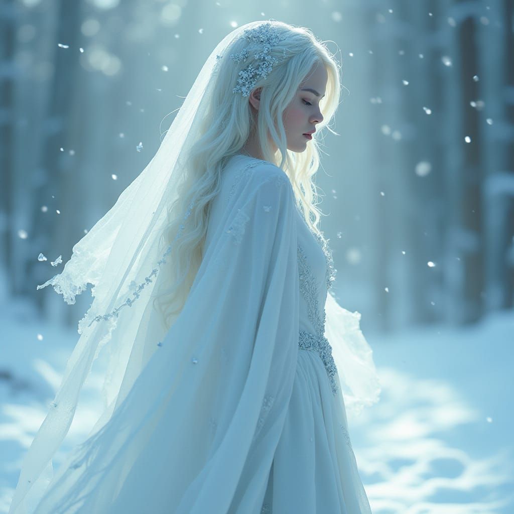 Ice Goddess in Winter Wonderland: Digital Art