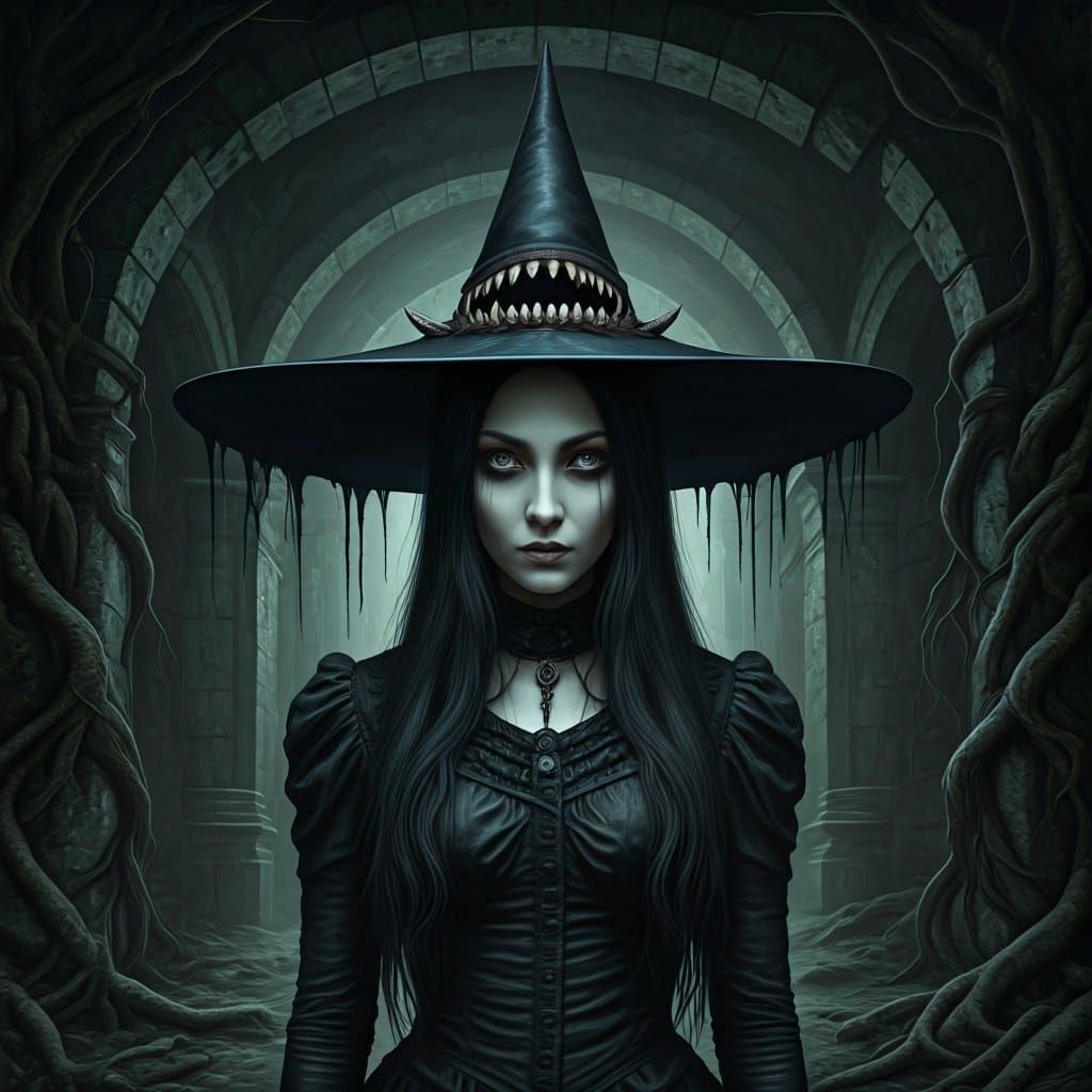 Eerie Victorian Woman with a Mimic Hat