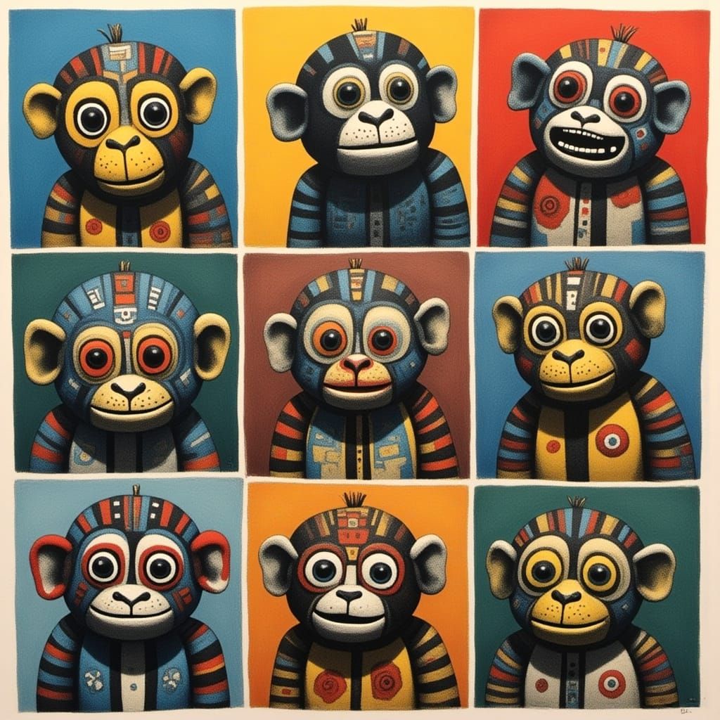 Monkey Collage in Mixed Media Style