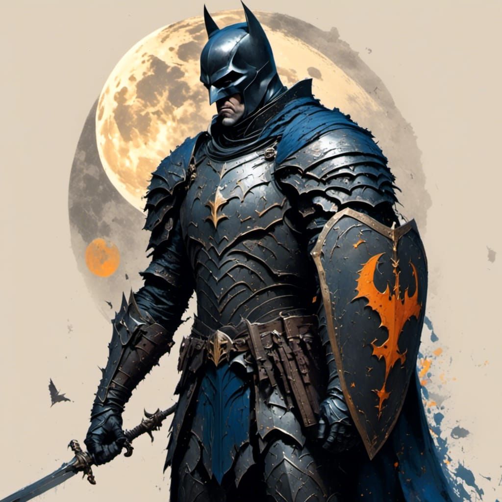 Batman as Knight Before Moon Mural