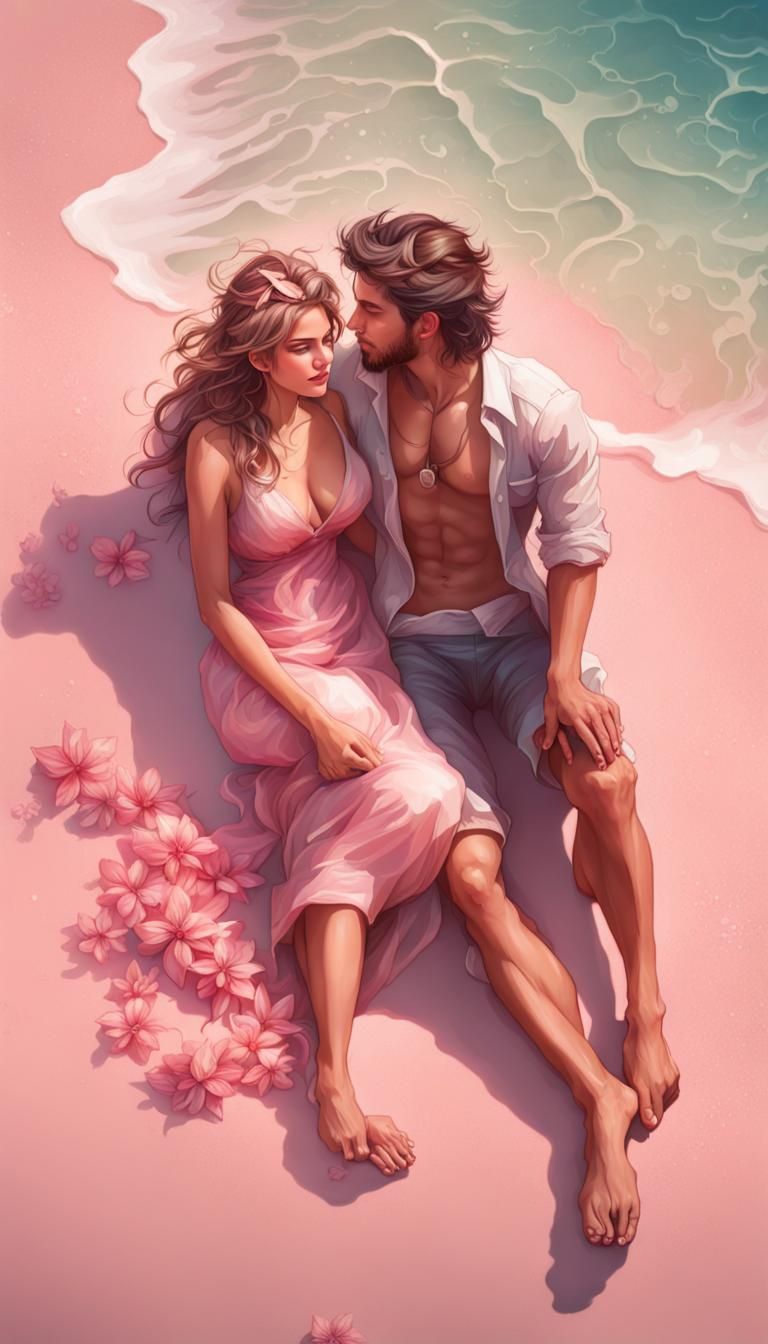 Island Paradise: Honeymoon Couple on Pink Beach