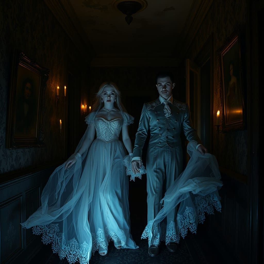 Ethereal Edwardian Ghosts in Haunted Mansion