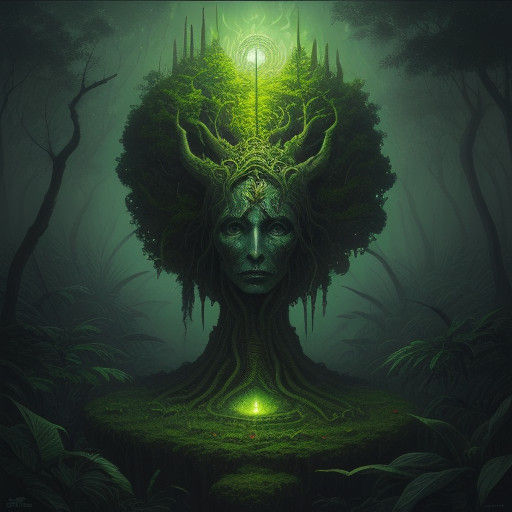 Ethereal Goddess in Vibrant, Surreal Jungle