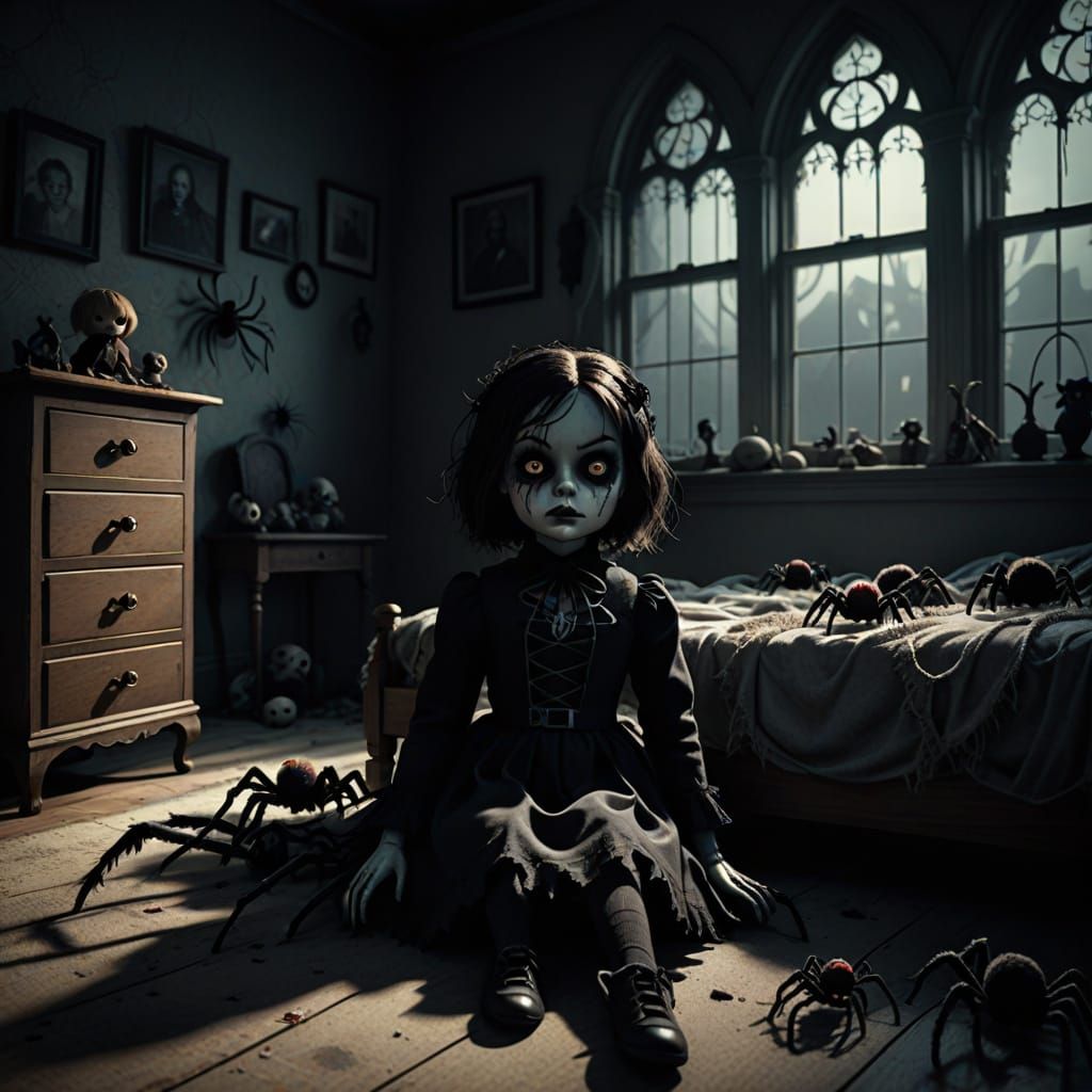 Haunted Doll in a Dark Fantasy Scene