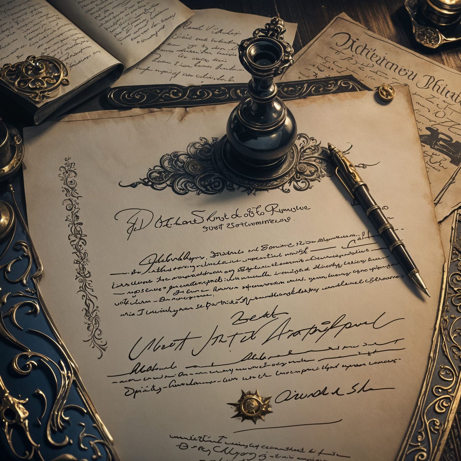 Notarized Document in Detailed Matte Painting Style