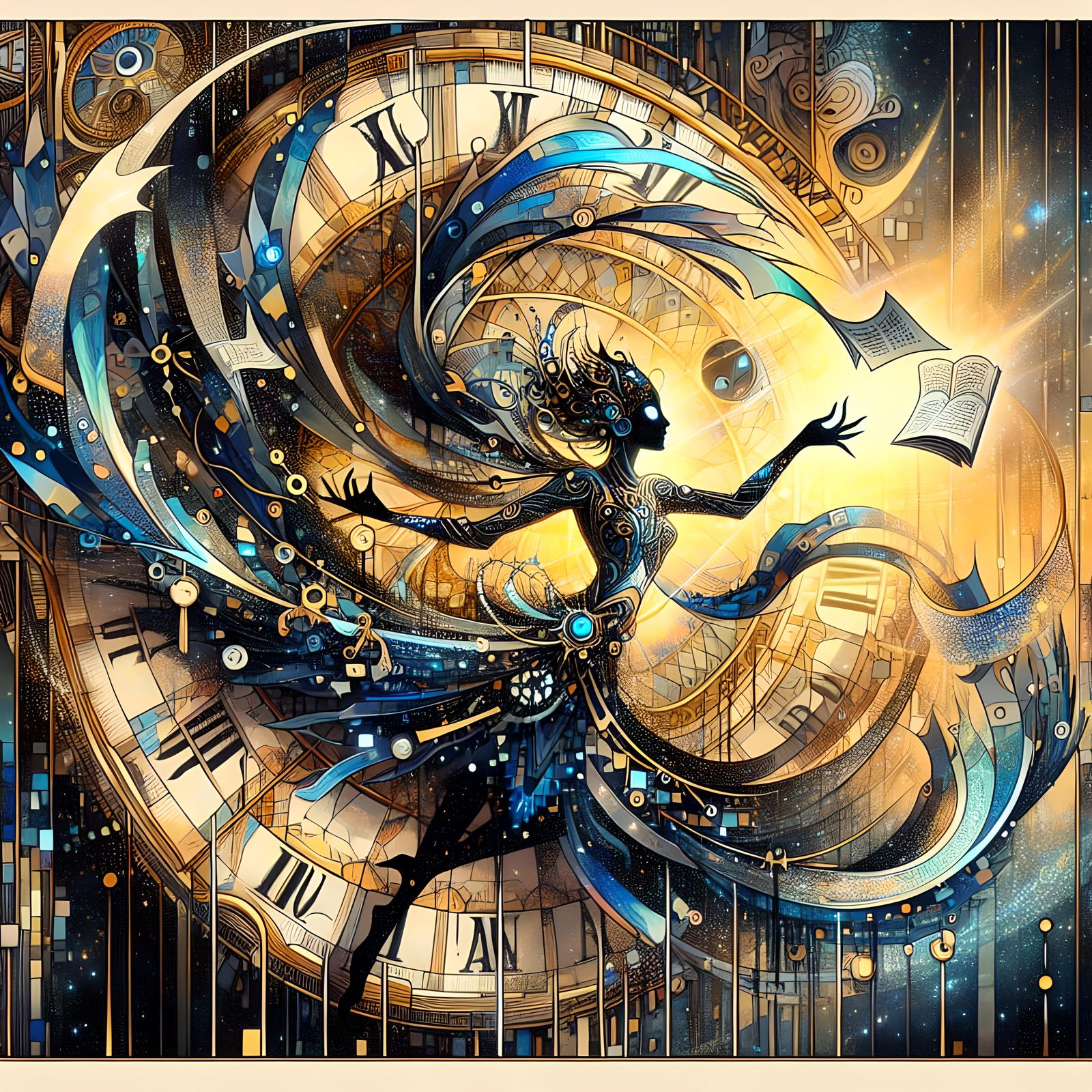 Chronomancer Casting Spell with Calendar Background