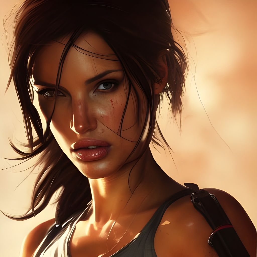 Lara Croft Tomb Raider Portrait in Digital Art Style
