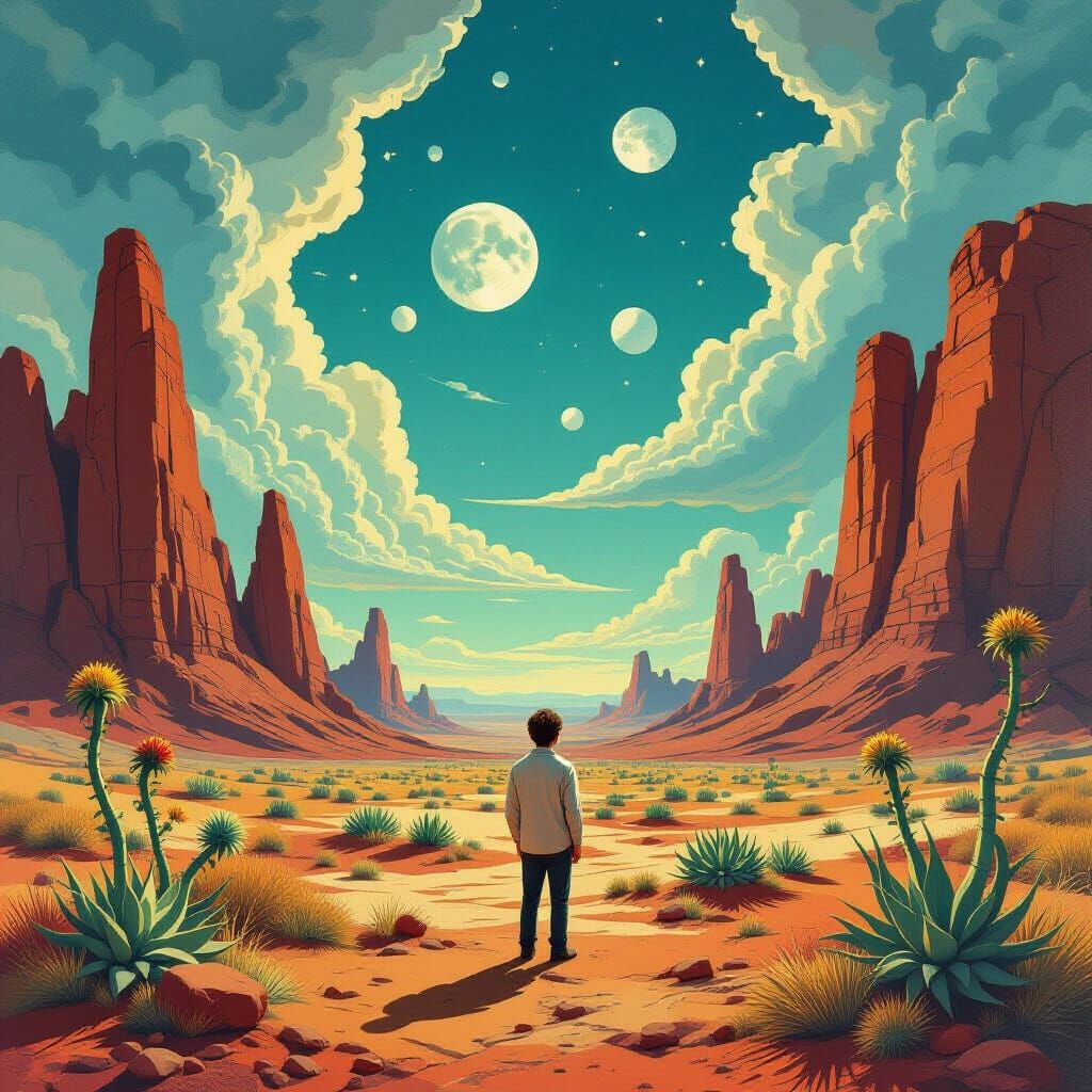 Surreal Landscape with Lone Figure, Salvador Dali Style