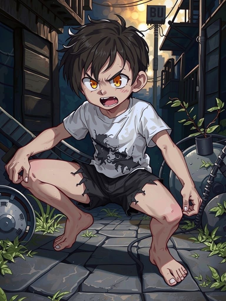 Furious Character in Dramatic Storm, Expressive Art