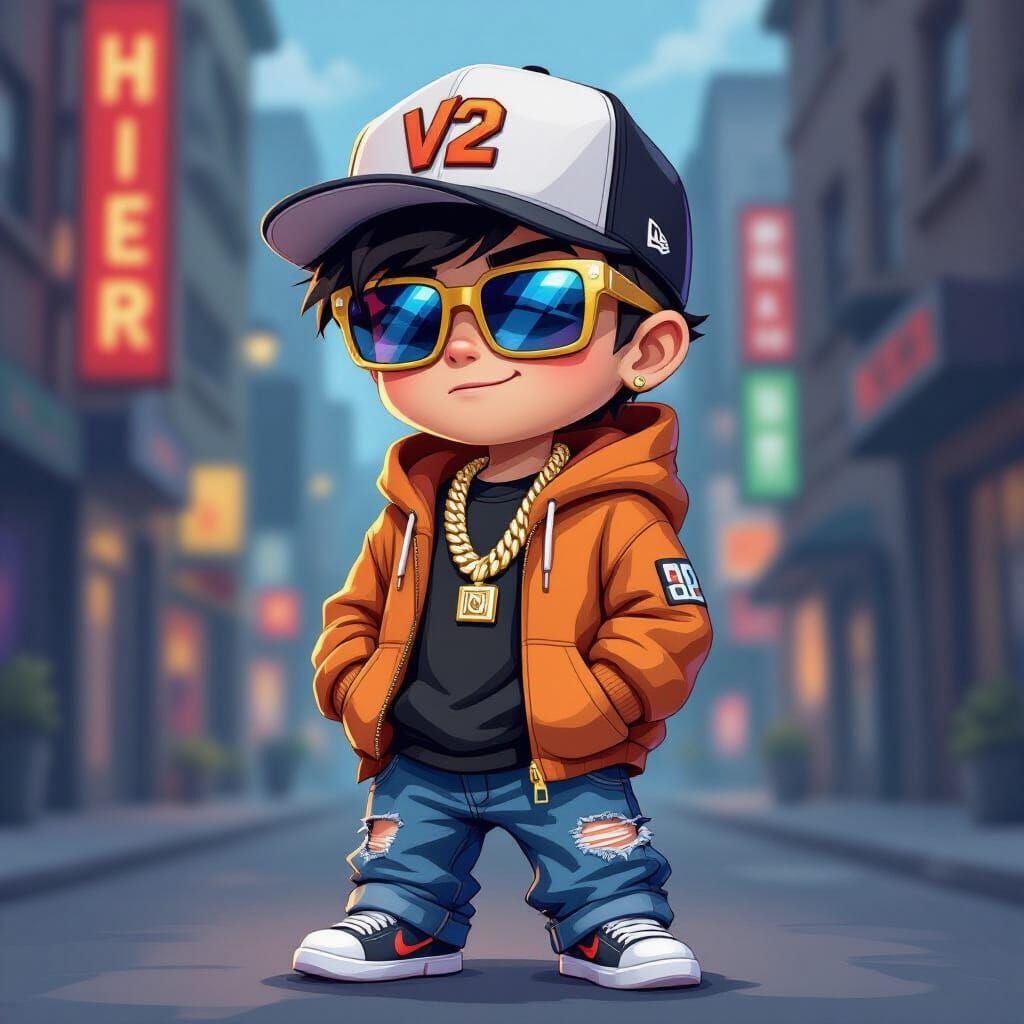 Hip Hop Cartoon Boy in Vector Art Style