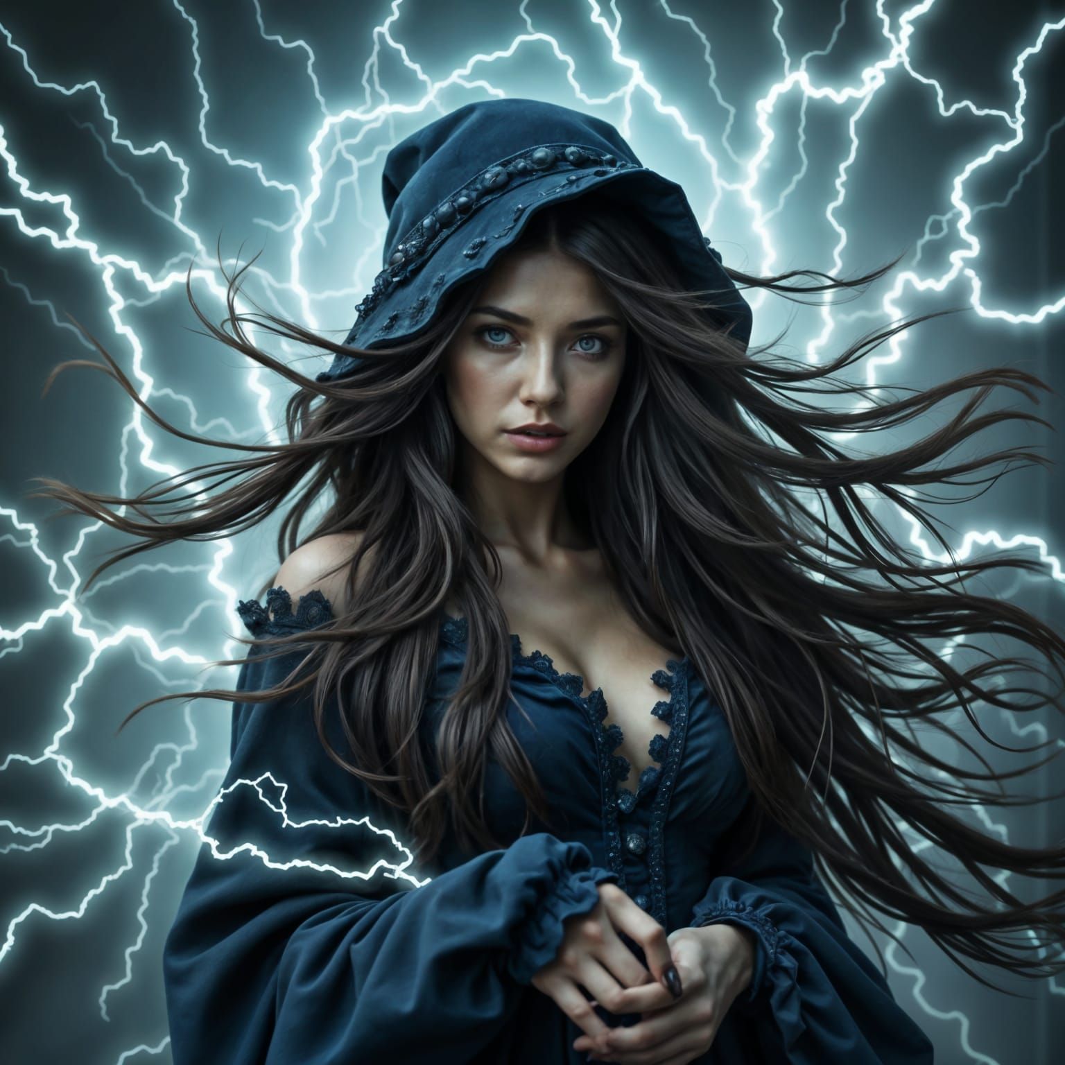 Electric Beauty Swirls in Hyper Realistic Vortex