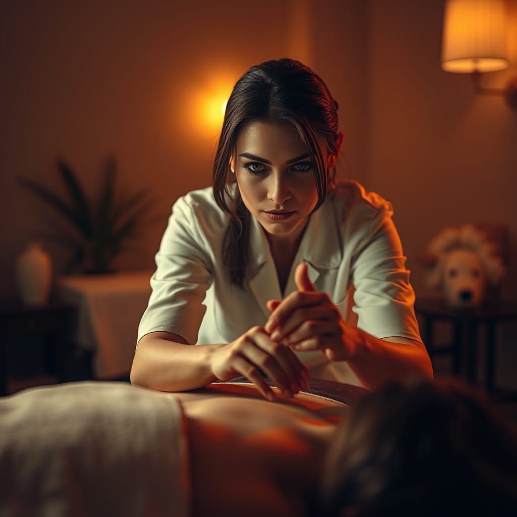 Menacing Massage Parlour Scene in Hyperrealism