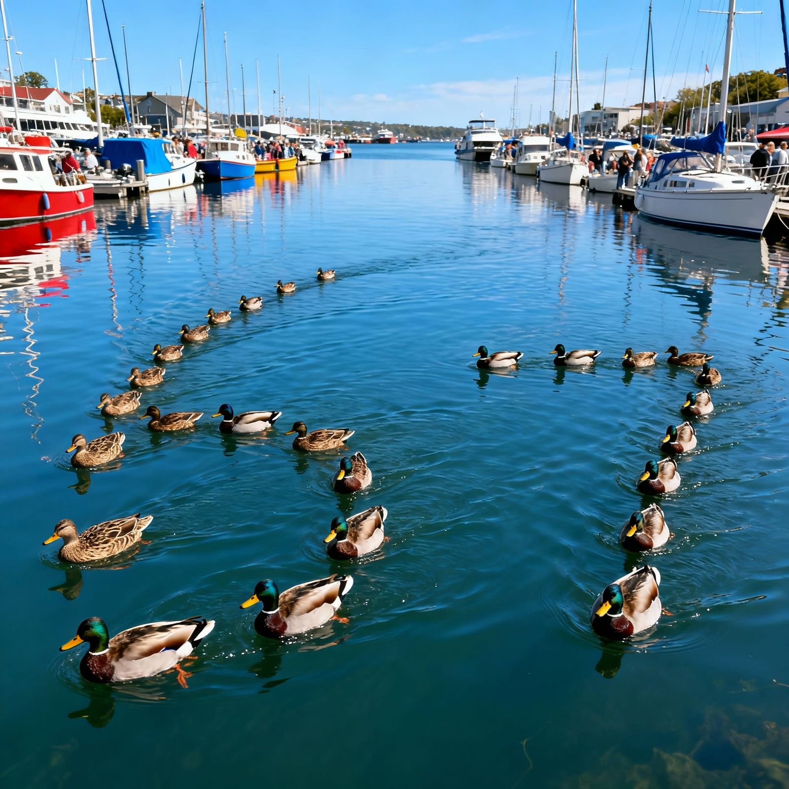 Ducks Form Numbers 6 and 7 in Sunny Marina
