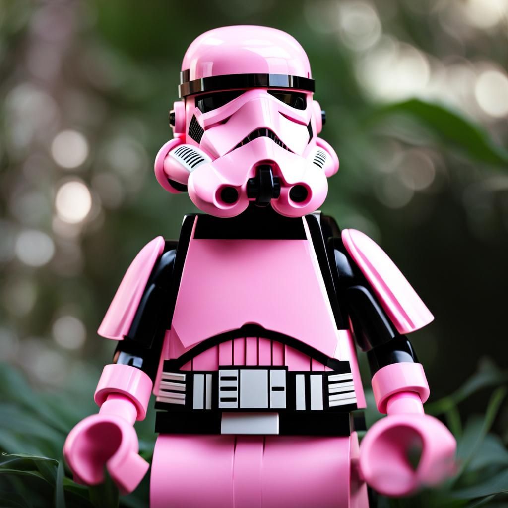 Pink Lego Stormtrooper in Hyperrealistic Detail
