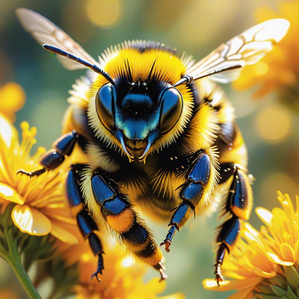 Nervous Bumblebee in Vibrant Digital Art