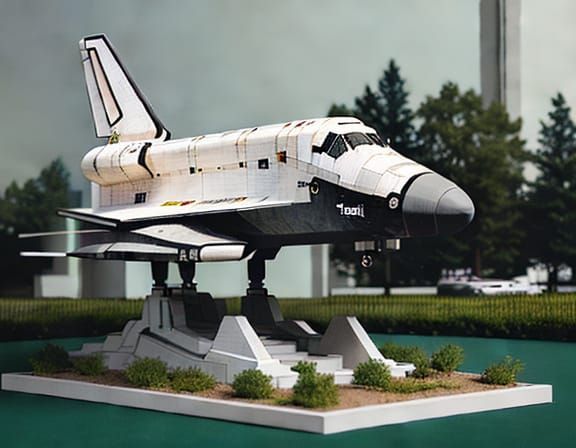 Retrofuturistic Space Shuttle Garden Display in Art Deco Sty...