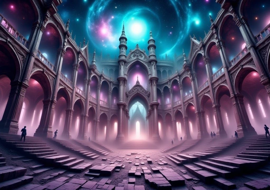 Ethereal Funfair in Castle Ruins: Poster Art