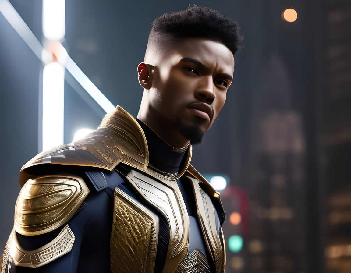 Cyberpunk Superhero in Techwear Armour