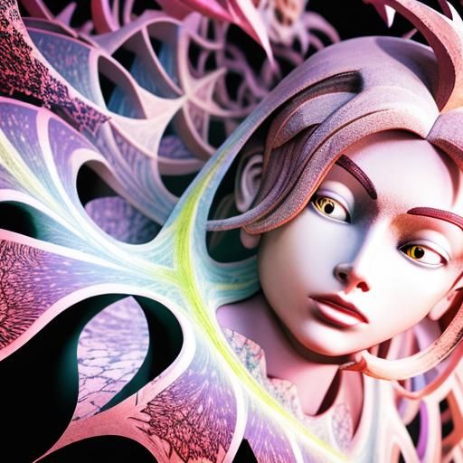 Fractured Botanical Forms in Vivid Oil Painting