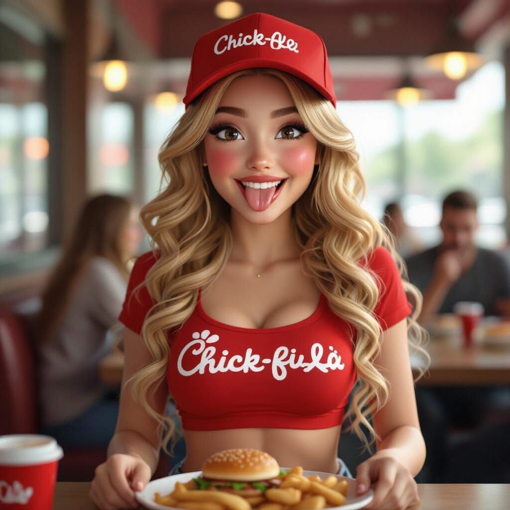 Cute Chick-fil-A Worker With Blonde Spiral Hair
