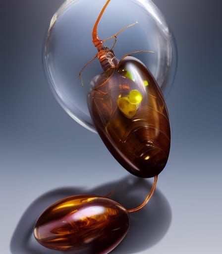 Alien Tick Encased in Amber: Hyperrealistic Close-Up