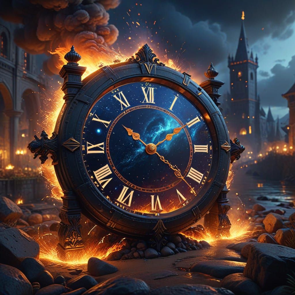 Grand Roman Numerals Clock Under Midnight Sky