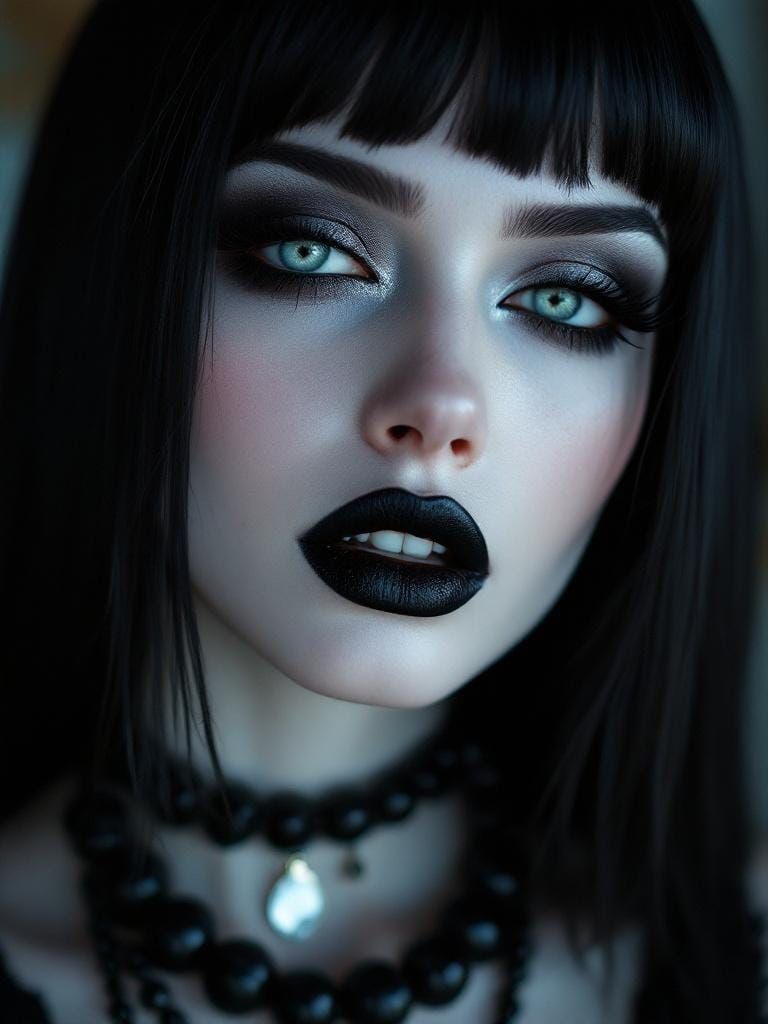 Gothic Woman Portrait in Hyperrealistic Style