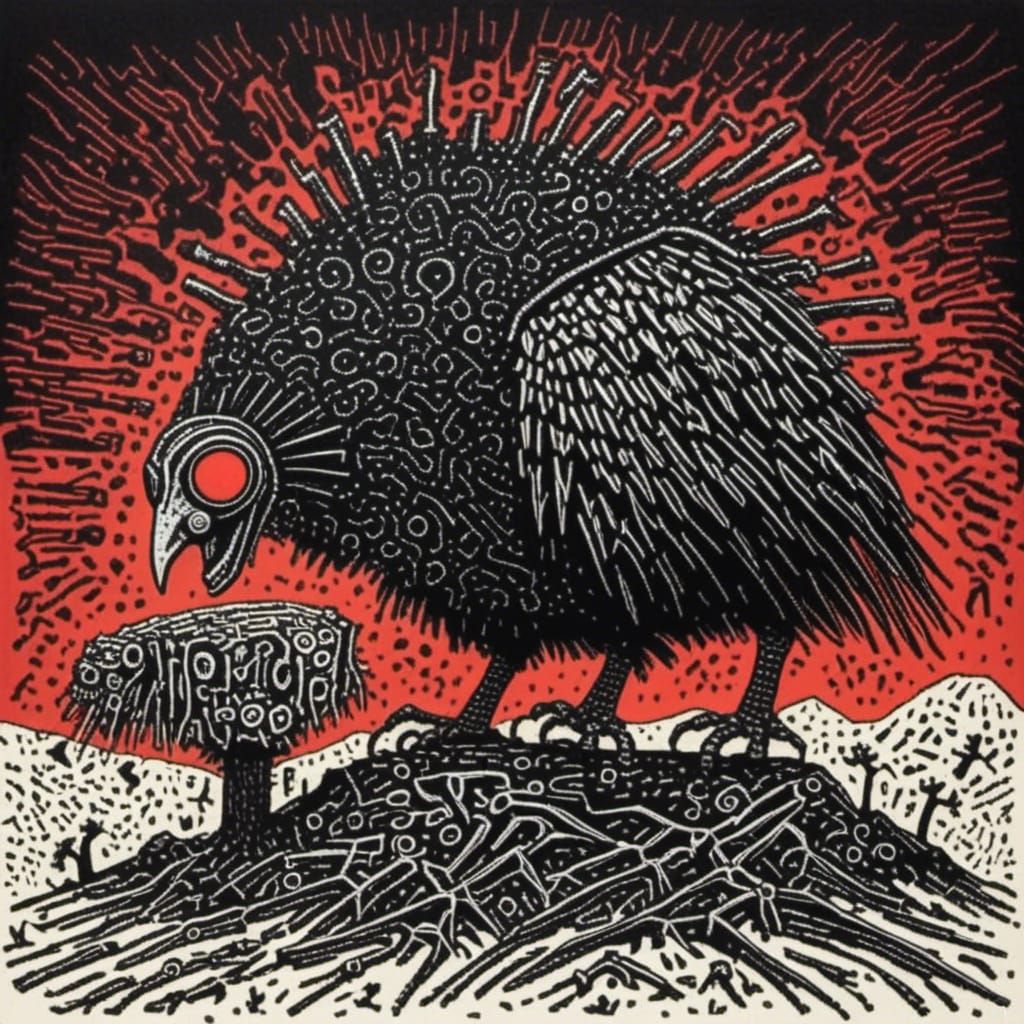 Vulture on a Mountain of Bones