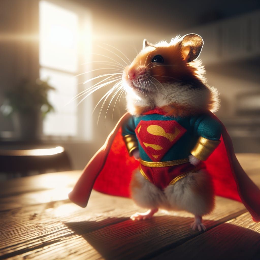 Hamster Superman: A Photorealistic Superhero Portrait