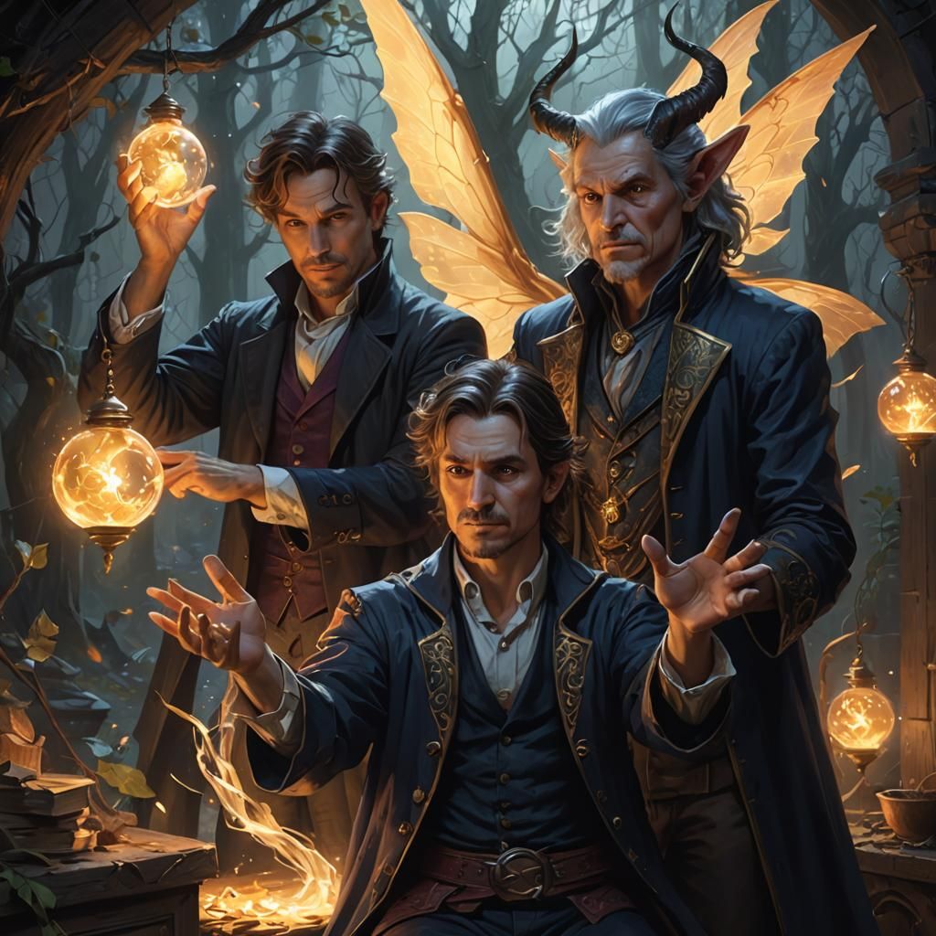Magician and Apprentice in Fantasy Digital Painting