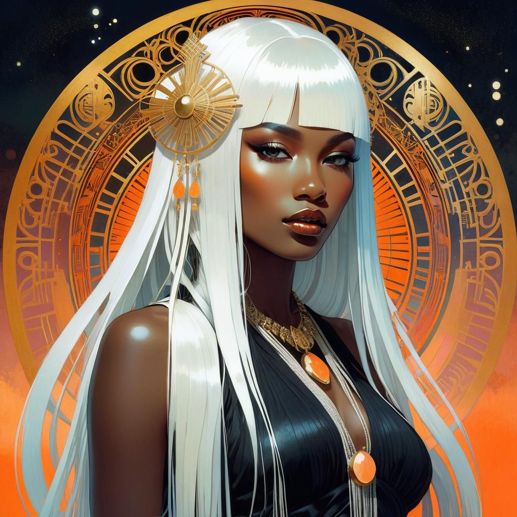 Melanin Goddess in Dark Fantasy Macabre Style