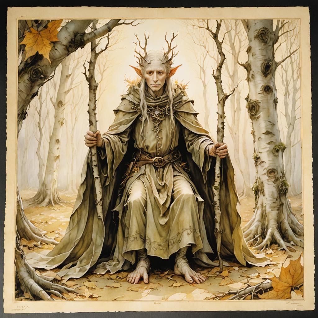 Elfs in Birch Trees at Magic Hour