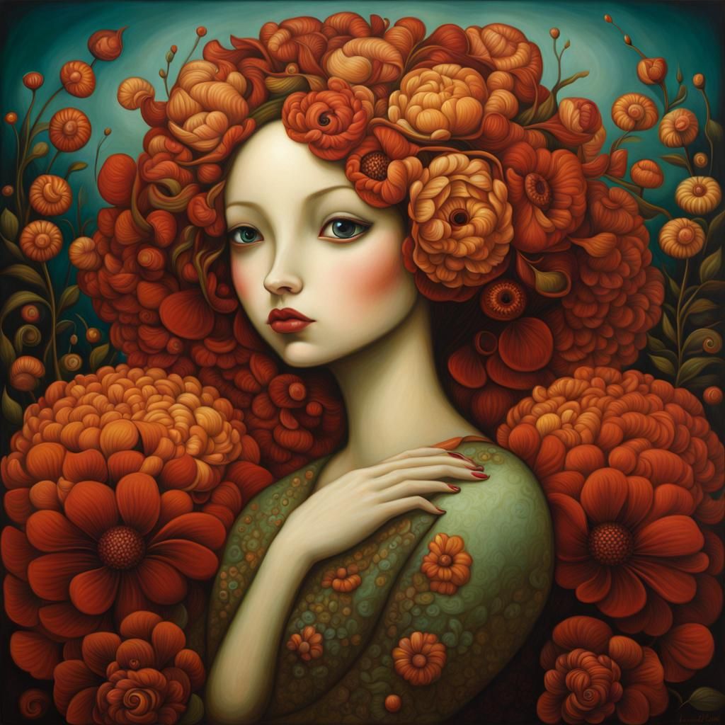 Girl Portrait in Oil, Dynamic Lighting