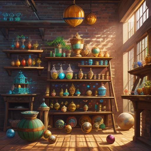 Crystal Shop with Quartz Display: Hyperrealistic Concept Art