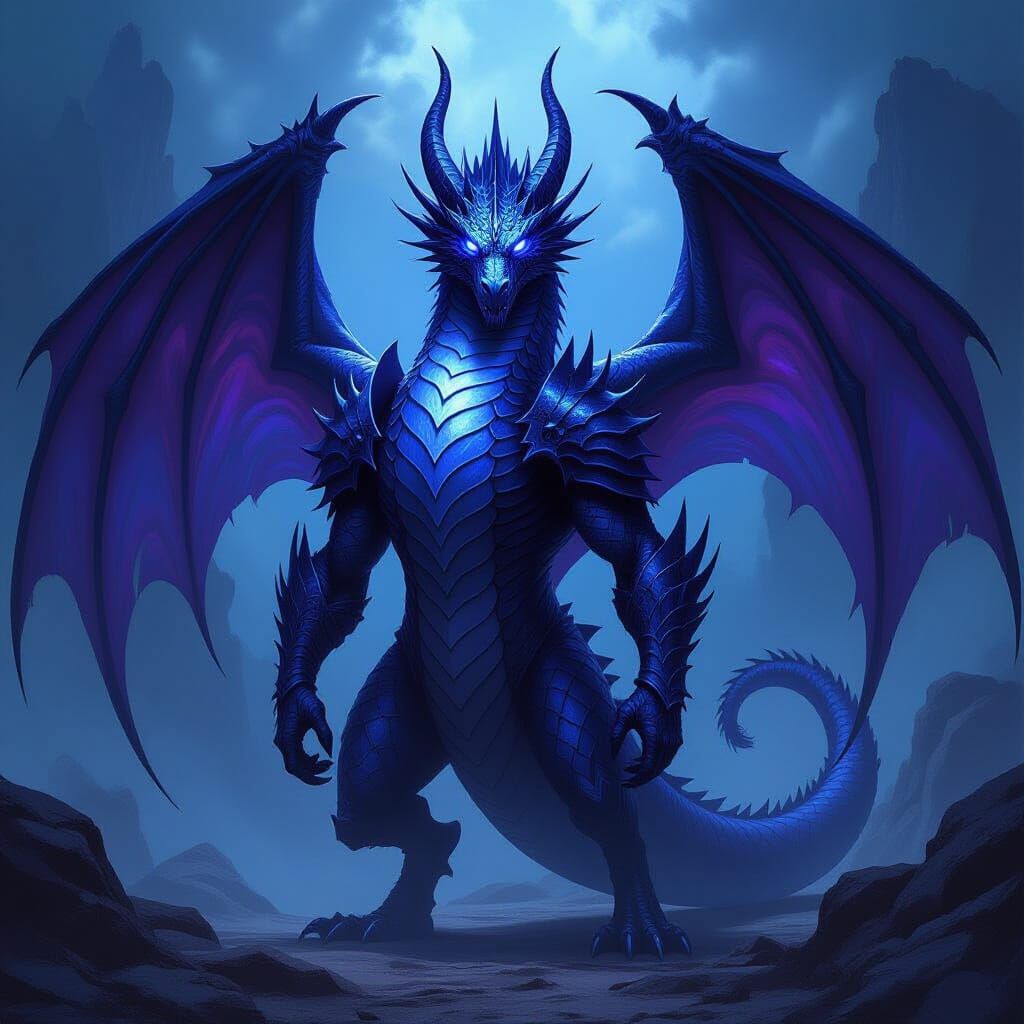 Colossal Blade Dragon in Dramatic Fantasy Art Style