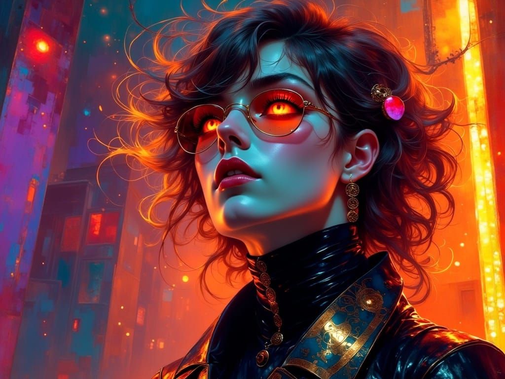 Emopunk Gentleman in Vibrant Sunset Ceremony