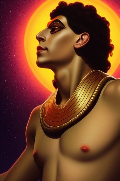 Egyptian God Heka Portrait in Hyperrealistic Style