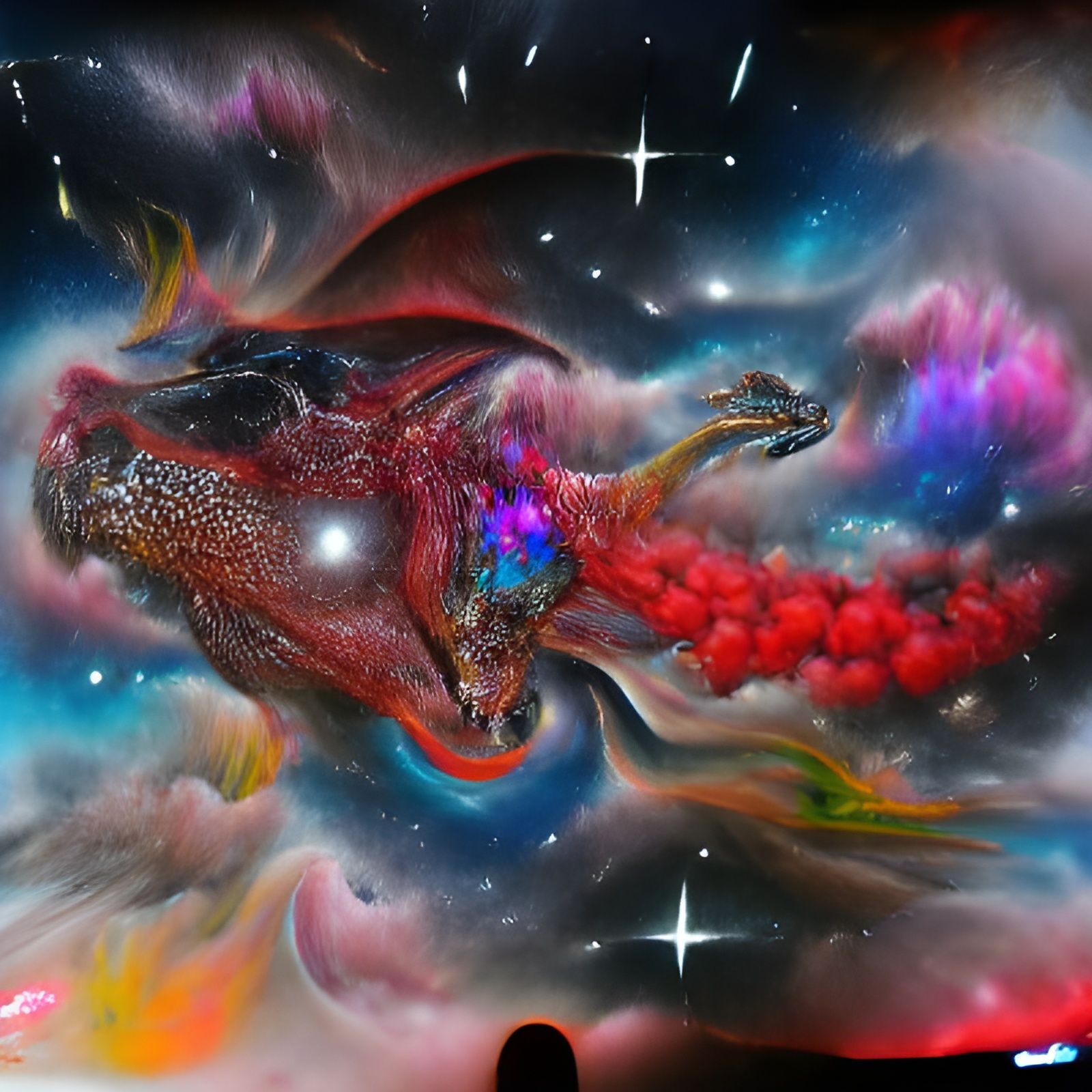 Majestic Red Dragon Grips Earth in Fiery Cosmos