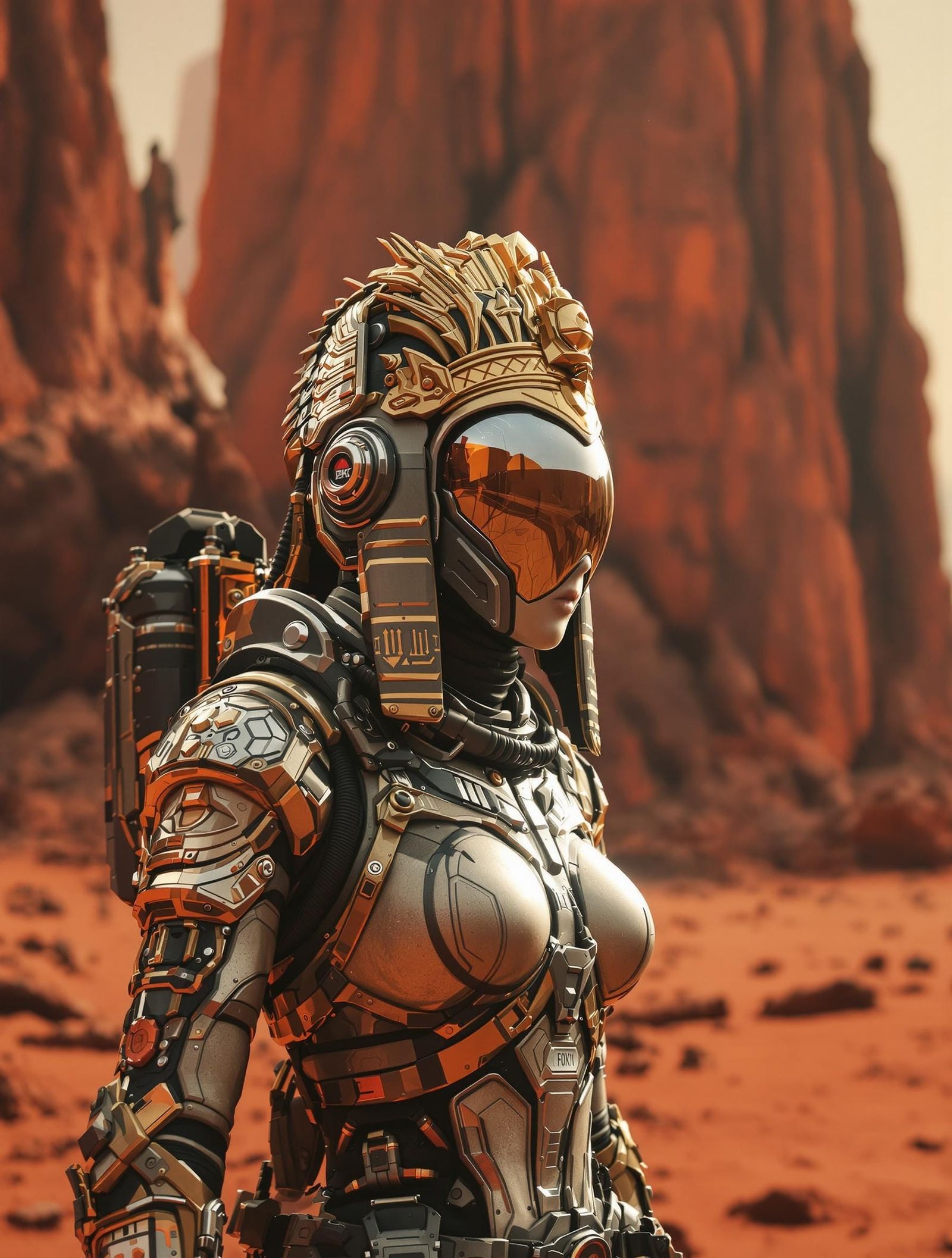 Egyptian Queen on Mars in Hyperrealistic Sci-Fi Style