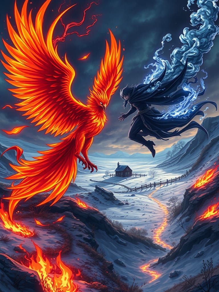 Ethereal Clash in a Burning Countryside