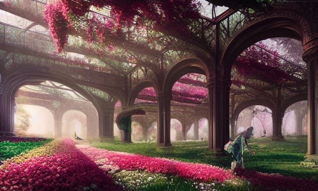 Intricate City Inside Flowery Arcadia